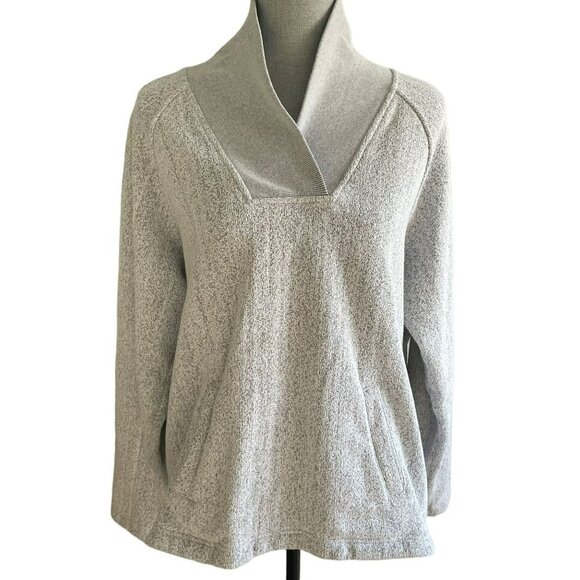 ORVIS Gray Knit Pullover Sweater Sweatshirt Vintage Kangaroo Pocket Women's Size - Picture 1 of 8